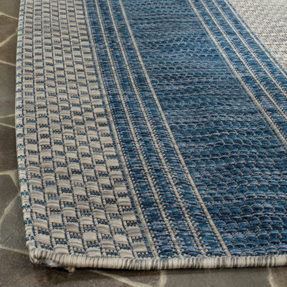 Safavieh Courtyard Cy8464-36812 Striped Outdoor Rug, Grey/Navy, 2'0" X 3'7"