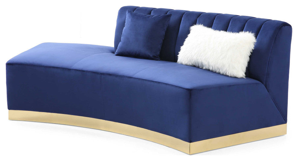 Brentwood 89 in. W Armless Velvet Curved Sofa, Blue