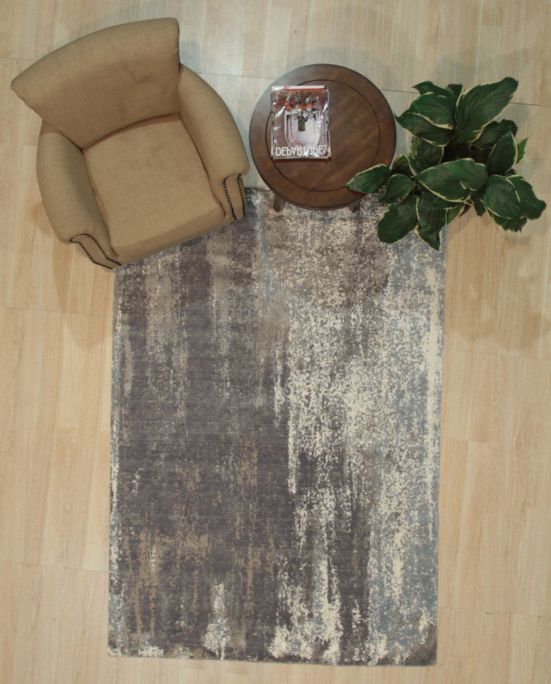 Gray Contemporary Abstract Hand Crafted Area Rug