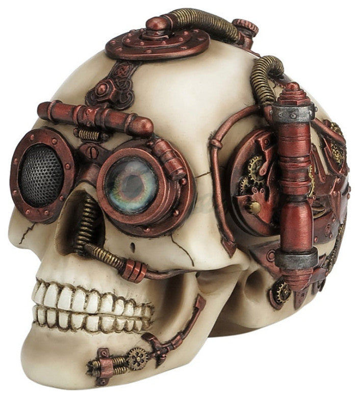 Steampunk Skull Statue Sculpture Art with Secret Drawer Trinket Box