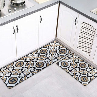 Carmen Printed Kitchen Mat White and Beige Tile Design 32" x 20"
