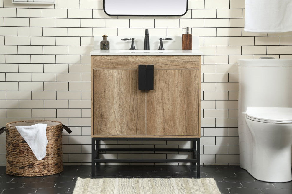 Home Living 19" Modern Natural Oak-Light Bathroom Vanity