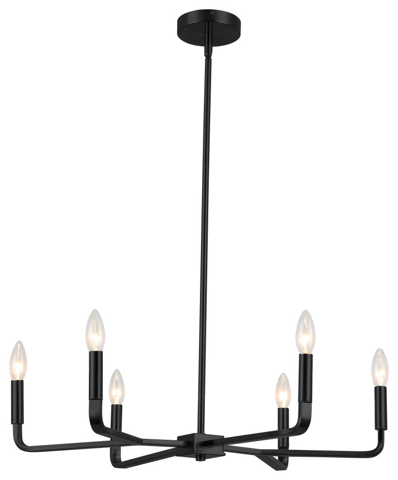 Colette Contemporary 6 Light Matte Black Metal Chandelier
