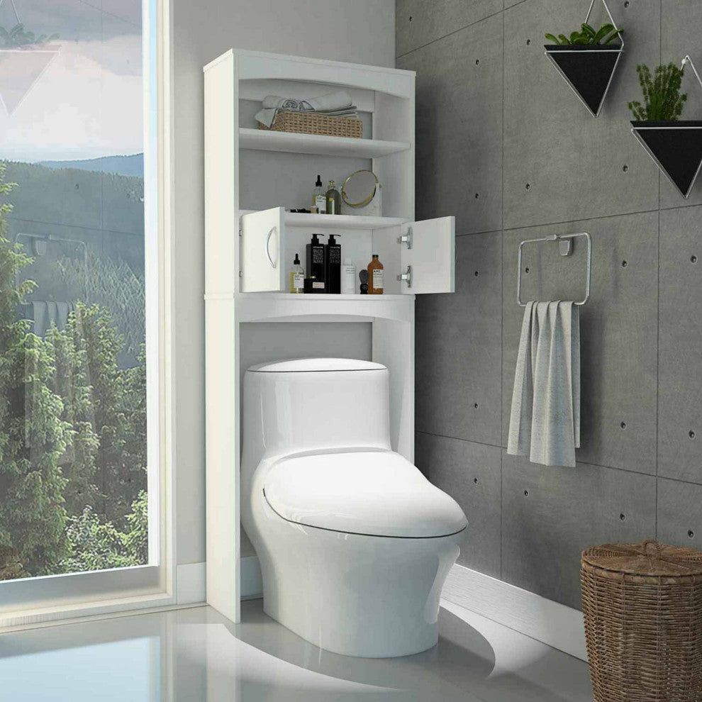 Hayward Over The Toilet Cabinet, with 1 Cabinet and 2 Shelves, White