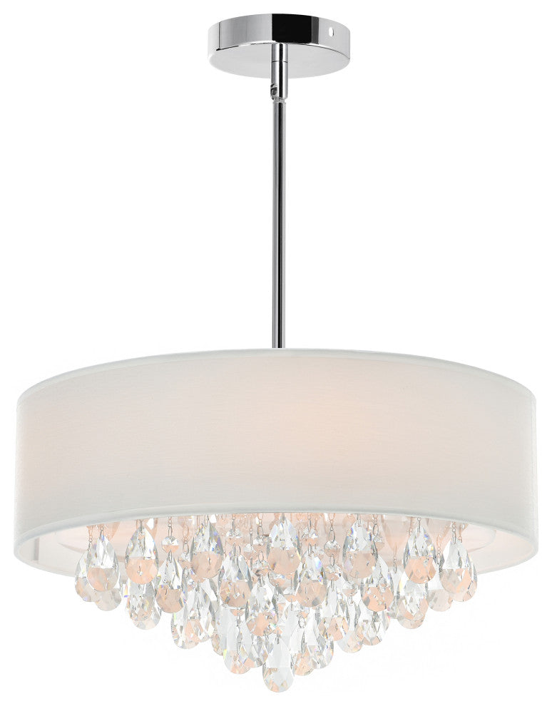 Dash Drum Shade Chandelier, White, 18 Inches