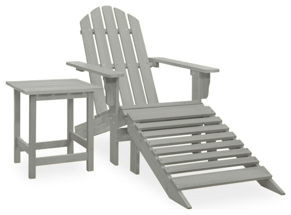 vidaxL Patio Adirondack Chair With OttomanandTable Solid Fir Wood Gray