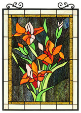 Orange Lily Floral Tiffany-Style Vertical Panel 24" Tall