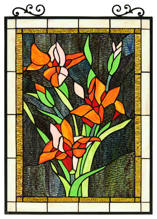 Orange Lily Floral Tiffany-Style Vertical Panel 24" Tall
