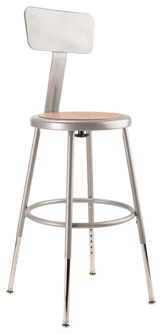 NPS 19"-27" Height Adjustable Heavy Duty Steel Stool With Backrest, Grey