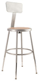 NPS 19"-27" Height Adjustable Heavy Duty Steel Stool With Backrest, Grey