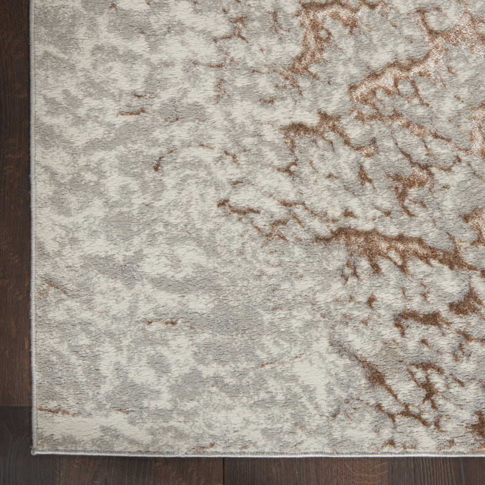 Nourison Glow 9' x 12' Grey Mocha Glam Indoor Rug
