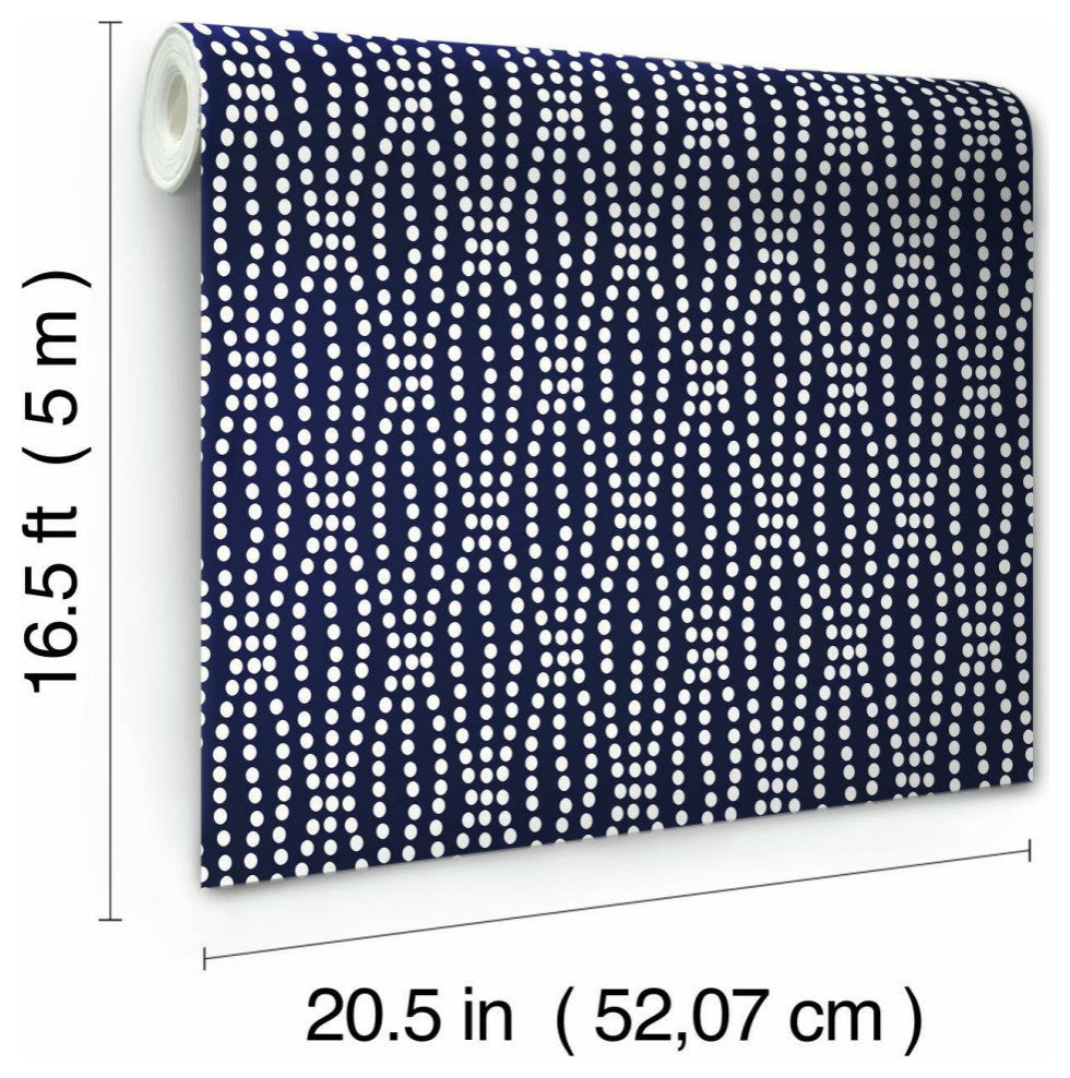 Navy & White Strands Peel & Stick Wallpaper