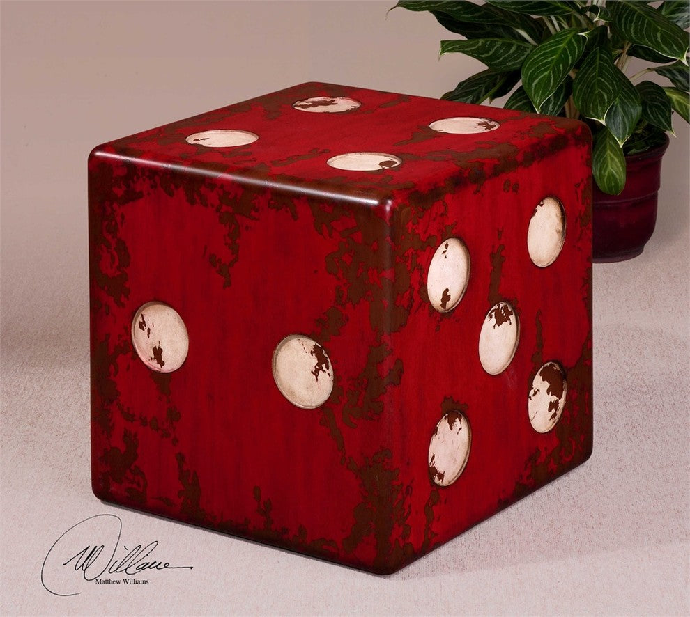 Dice Red Accent Table By Designer Matthew Williams