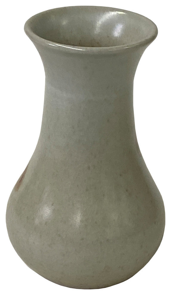 Handmade Ceramic Off White Gray Flower Graphic Jar Vase Hws1343