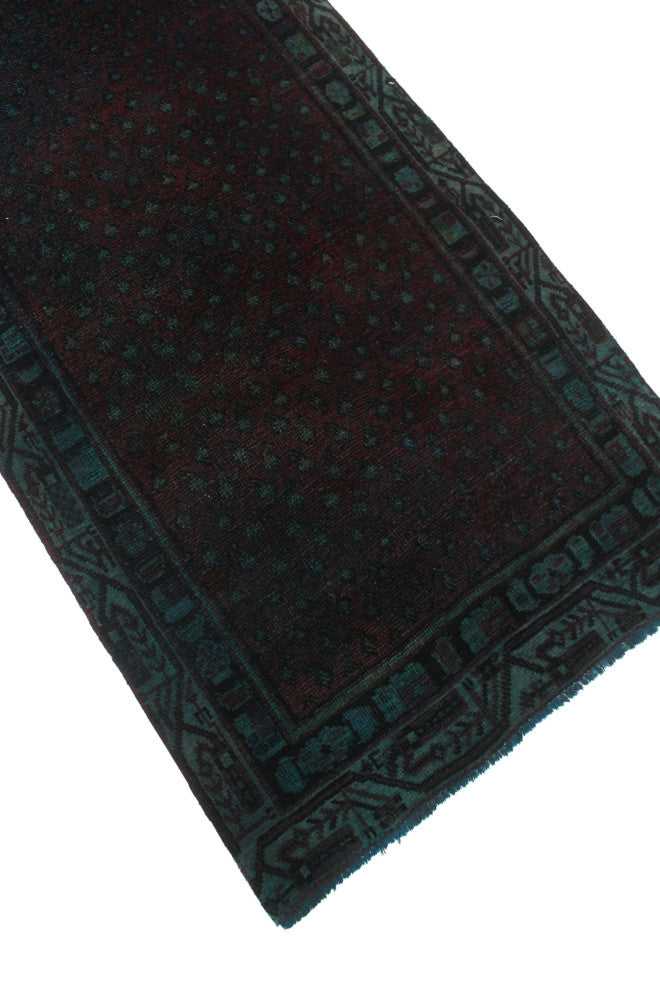 Vintage Overdyed Walker Gray/Burgundy Runner, 2'9x9'4
