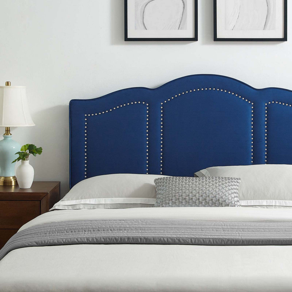 Headboard, Twin Size, Velvet, Blue Navy, Modern Contemporary, Bedroom Master