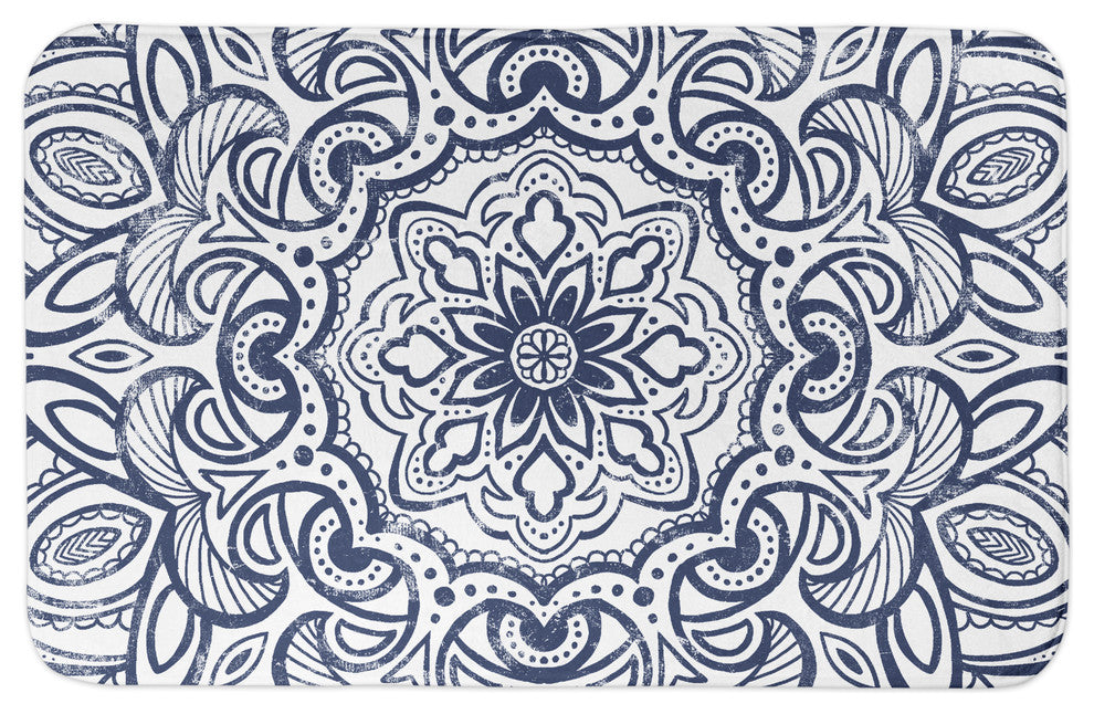 Navy Medallion 34x21 Bath Mat