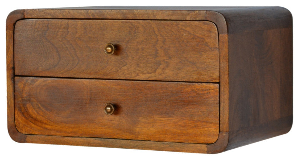 Floating Curved Chestnut Nightstand