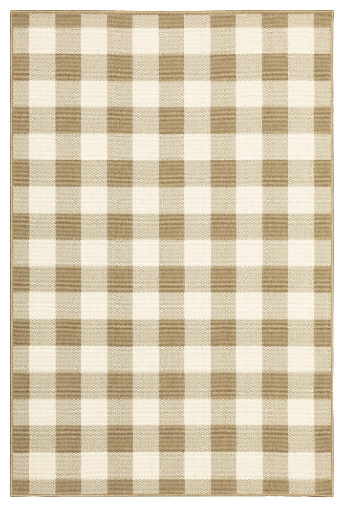 Oriental Weavers Marina Tan/ Ivory Geometric Indoor/Outdoor Rug 7'10"X10'10"