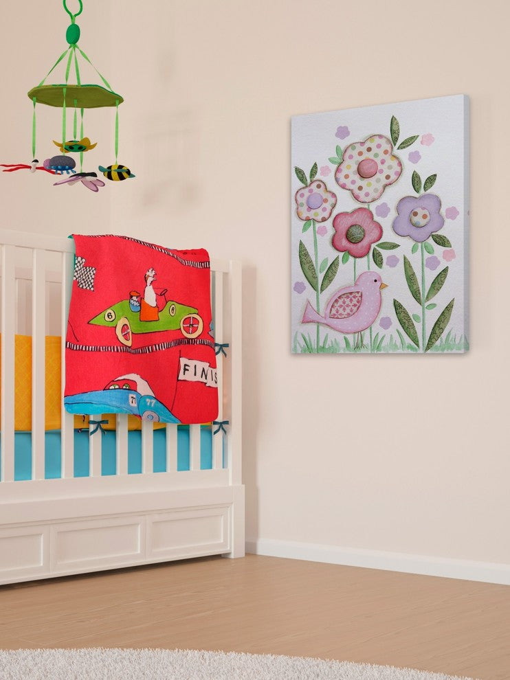 Marmont Hill, "Collage Flowers" by Reesa Qualia Painting Wrapped Canvas, 24x36