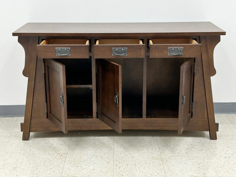 Arts and Crafts Mission Solid Oak Crofter Style Sideboard, Sofa Table, Walnut