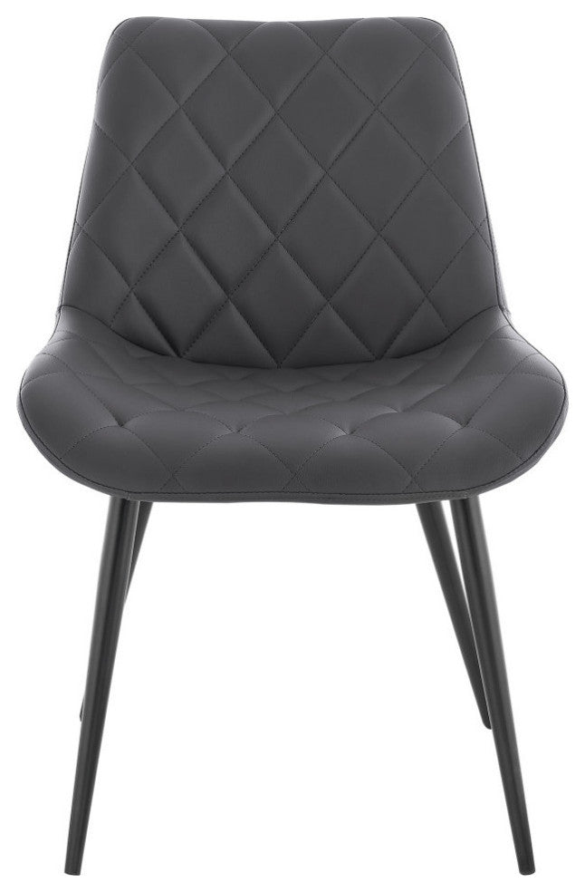 Loralie Gray Faux Leather and Black Metal Dining Chairs, Set of 2