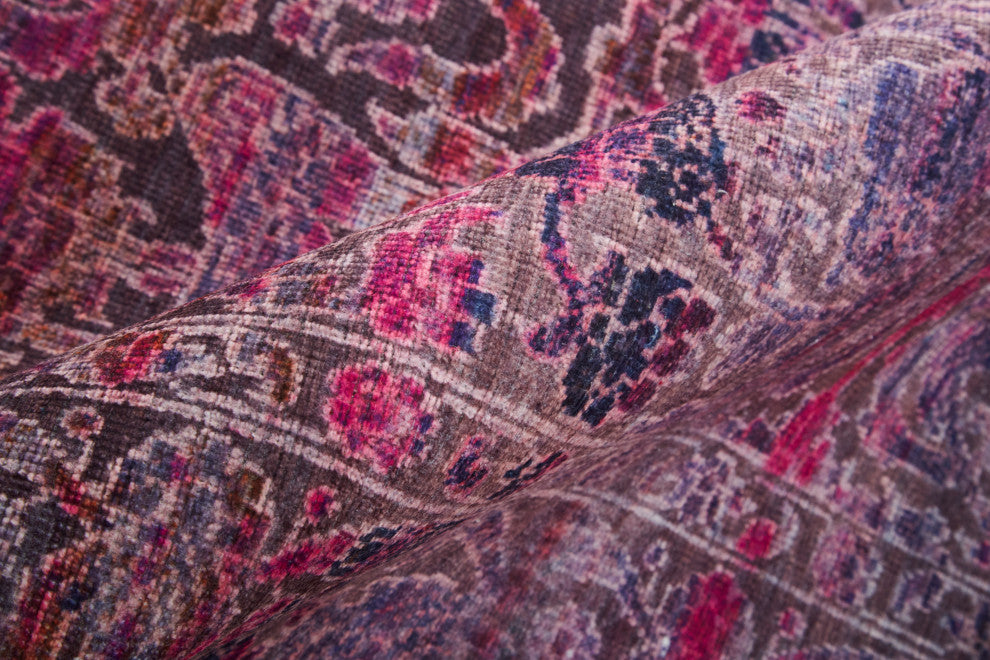 Welch Oriental Machine Washable Pink/Purple Rug, 10'6"x14'