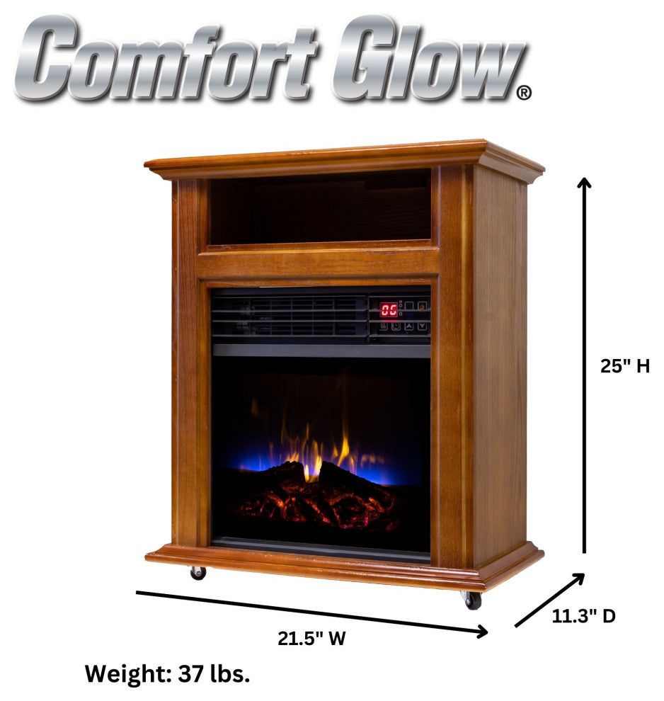 Comfort Glow Mobile Electric Fireplace, 5,120 BTUs, Heats Up To 1,000 Sq Ft