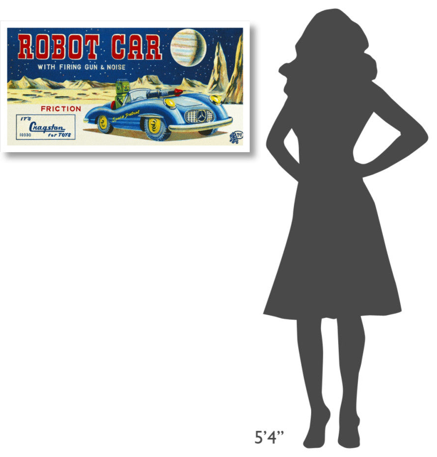 "Robot Car with Firing Gun & Noise" Digital Paper Print by Retrotrans, 38"x20"