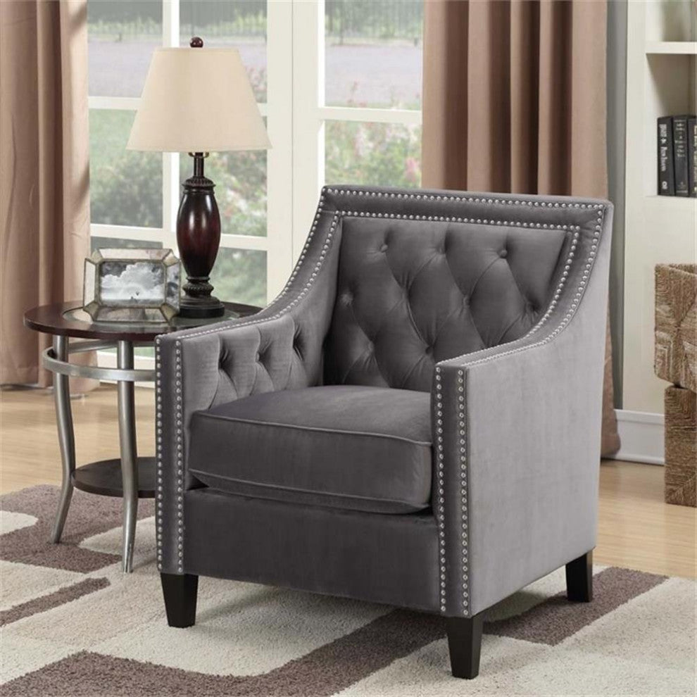 Catania Modern / Contemporary Accent Arm Chair in Gun Metal Finish