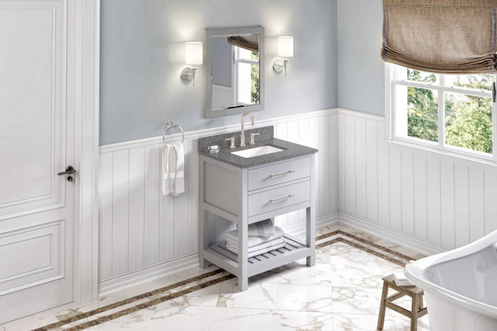 Wavecrest Contemporay Grey 30" Vanity, Boulder Cultured Marble Top