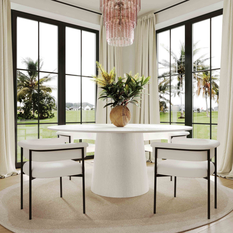 Taylor Performance Linen Dining Chair, Cream