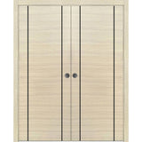 French Double Pocket Doors 48x80 | Planum 0017 Natural Veneer | Kit Trims Rail