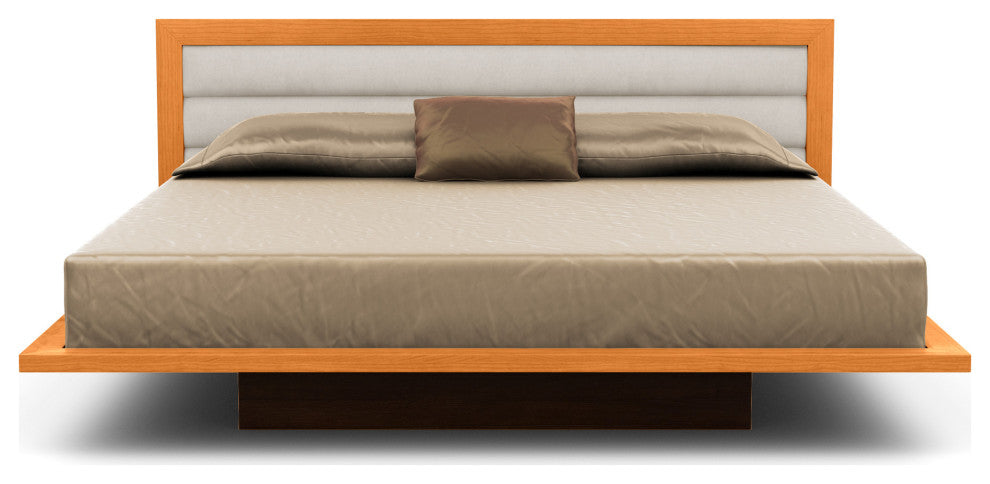 Copeland Moduluxe 35" Queen Bed With Upholstery, Natural Cherry, Oyster