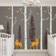 Birch Tree Wall Decal, Birds And Deer, Scheme B, 96" Tall Birch Trees