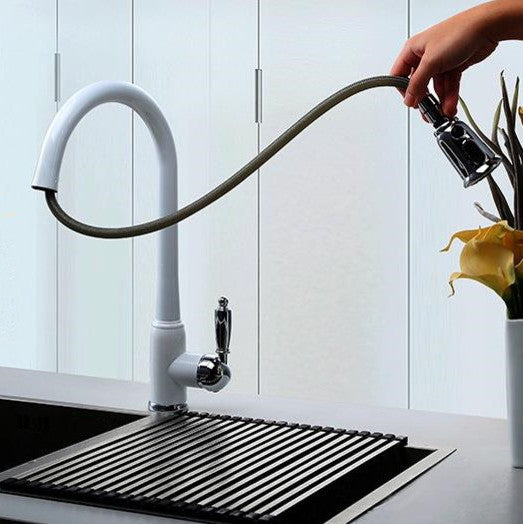 Nola Brass Deck Mounted White Single Handle Kitchen Faucet