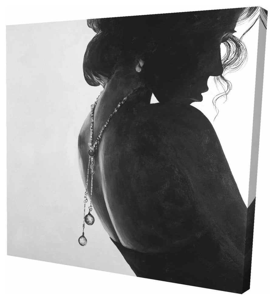 Classic Woman With Jewelry, Fine Art Gallery Wrapped Canvas, 24"x24"