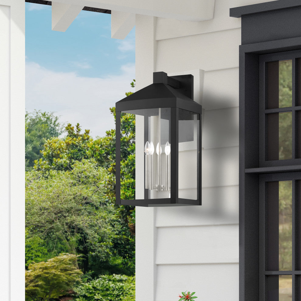 Livex Nyack 5 Light Black/Brushed Nickel Cluster XL Outdoor Wall Lantern