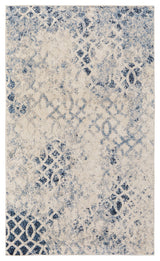 Wyllah Contrasting Distressed Area Rug, Ivory/Blue, 6'7"x9'6"
