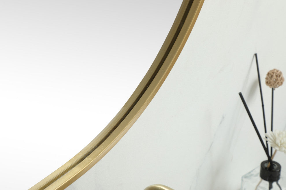 Home Living Metal Frame Oval Mirror 36x60 Inch, Brass