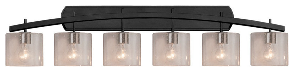 Archway 6-Light Bath Bar, Oval Shade, Matte Black, Seeded, LED
