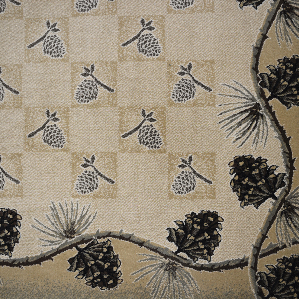 Lodge King Pine Bluff Rustic Pine Cone Area Rug, 7''10"x9''10"