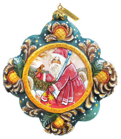 Hand Painted Scenic Ornament Quiet Time Santa