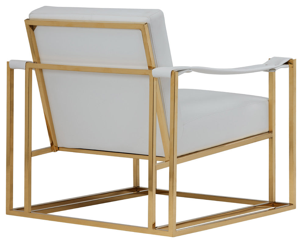Modrest Larson Modern White Leatherette and Gold Accent Chair