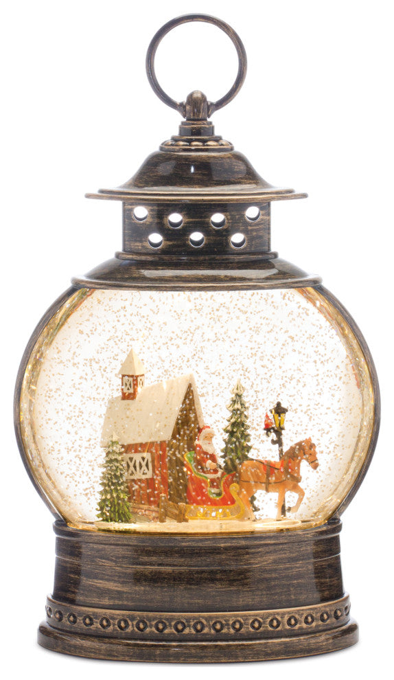 LED Snow Globe With Santa's Sleigh 11.5"H