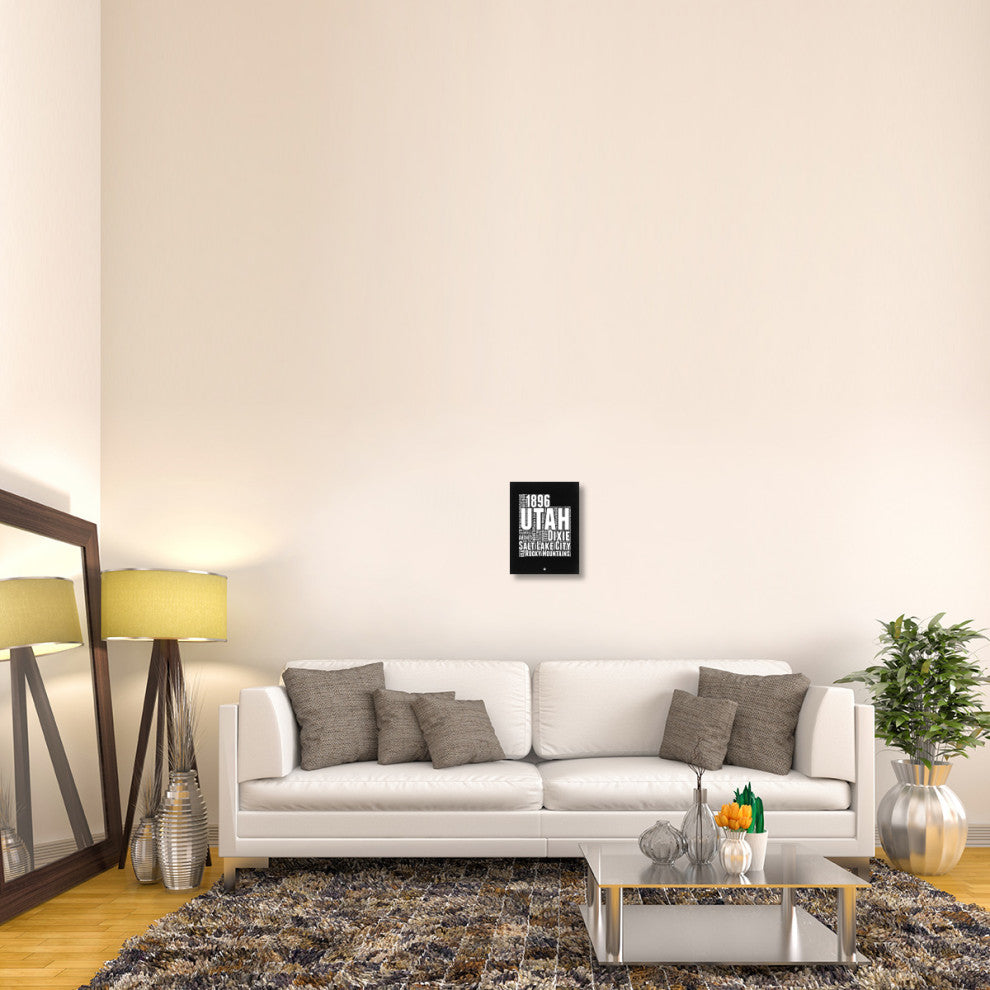 "Utah Black and White Map" Fine Art Print