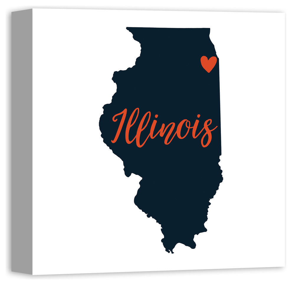 Blue and Orange Illinois Pride 16x16 Canvas Wall Art