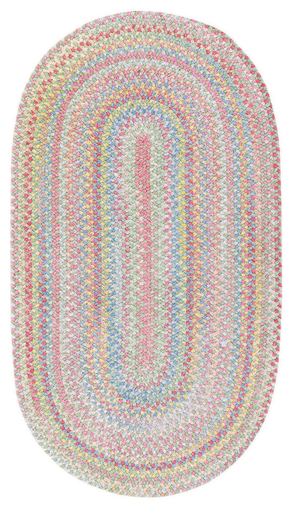 Baby's Breath Braided Oval Rug, Light Green, 3'x5'