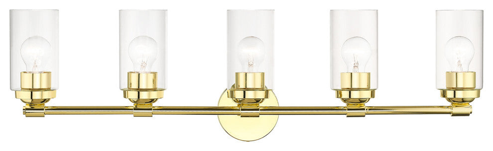 Whittier 5-Light Polished Brass Large Vanity Sconce