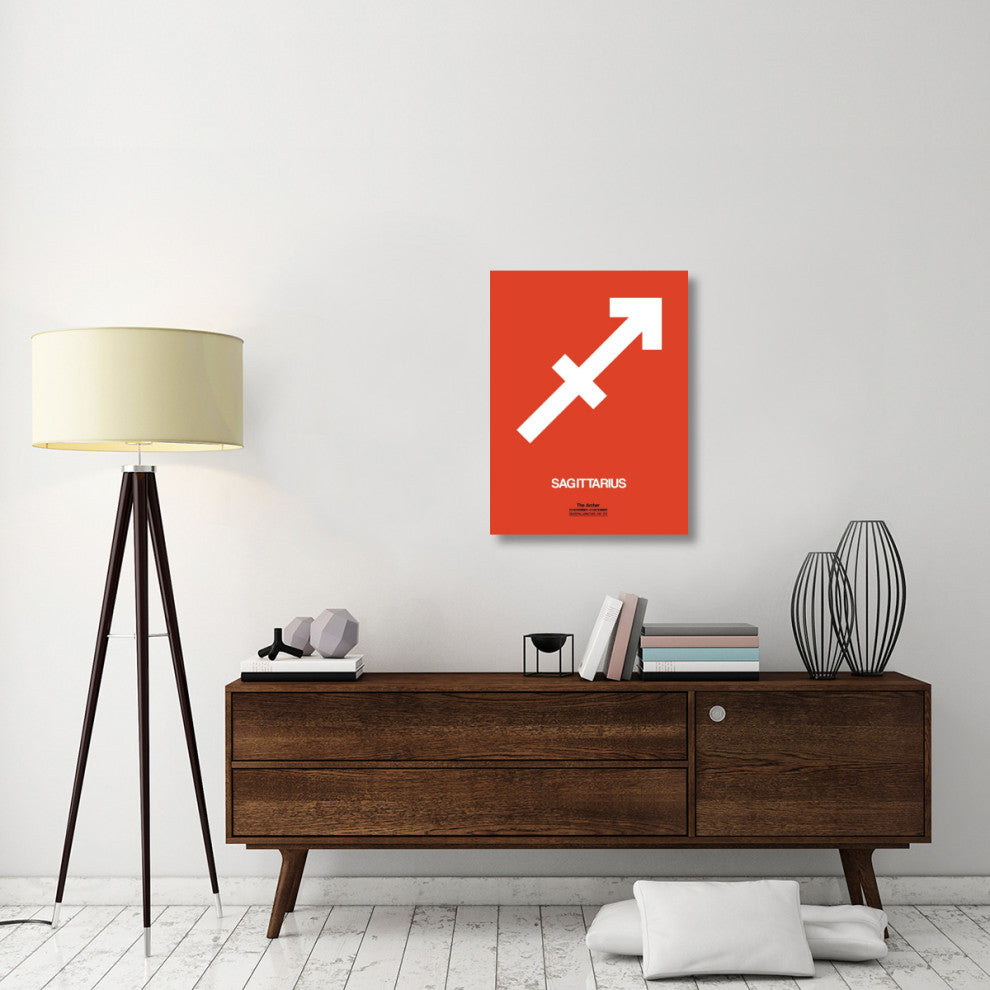 "Sagittarius Zodiac Sign White on Orange" Fine Art Print